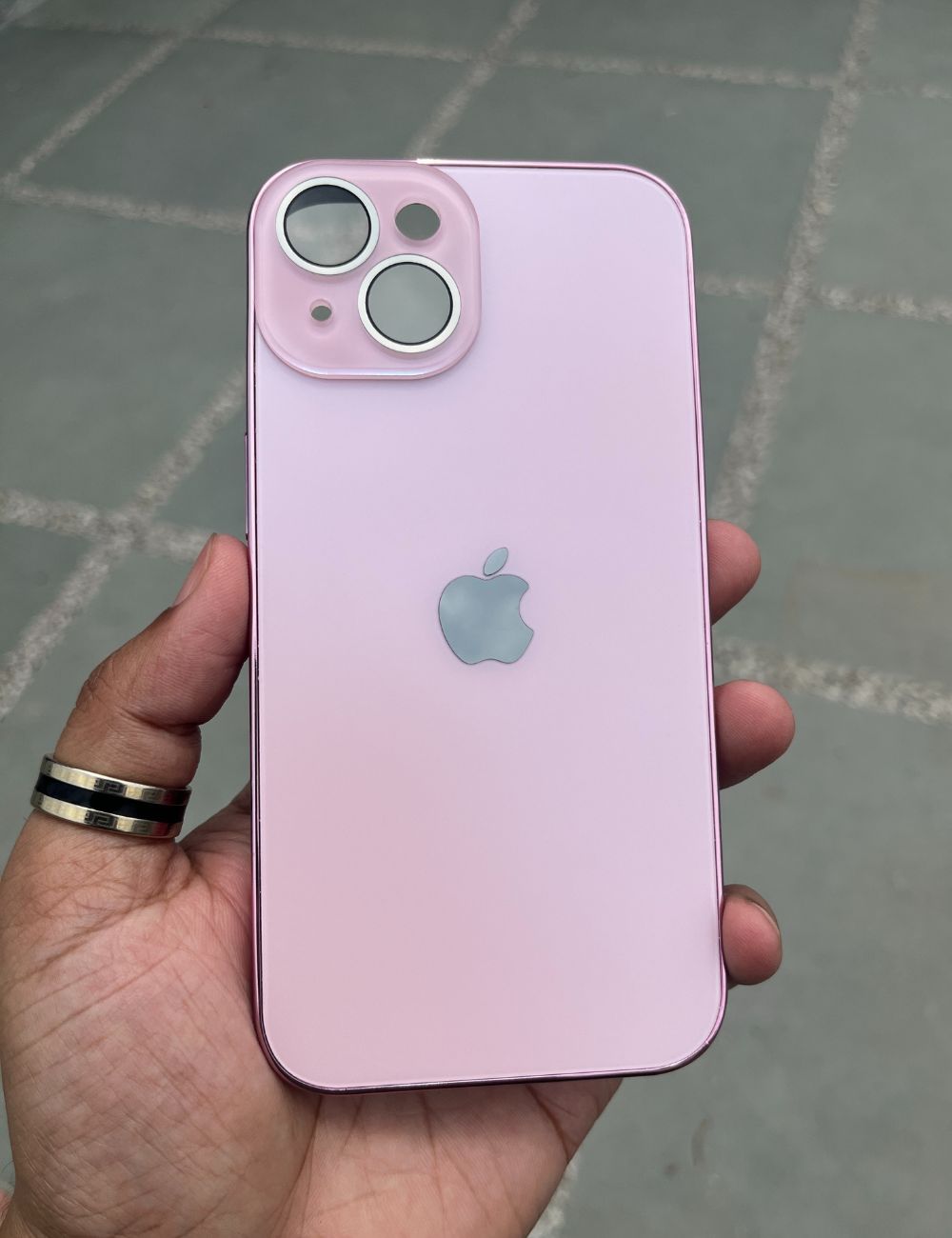 Rose Gold Electroplated Chrome Glass Lense Case For Apple Iphone 15