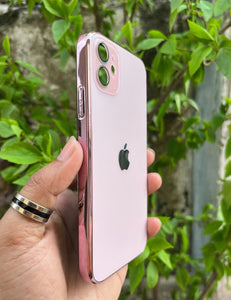 Rose Gold Electroplated Chrome Glass Lense Case For Apple Iphone 12