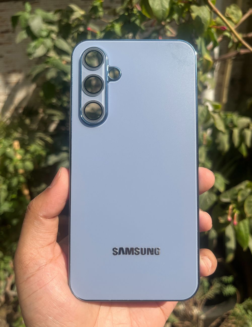 Sierra Blue Electroplated Chrome Glass Lense Case For Samsung Galaxy S23 Fe