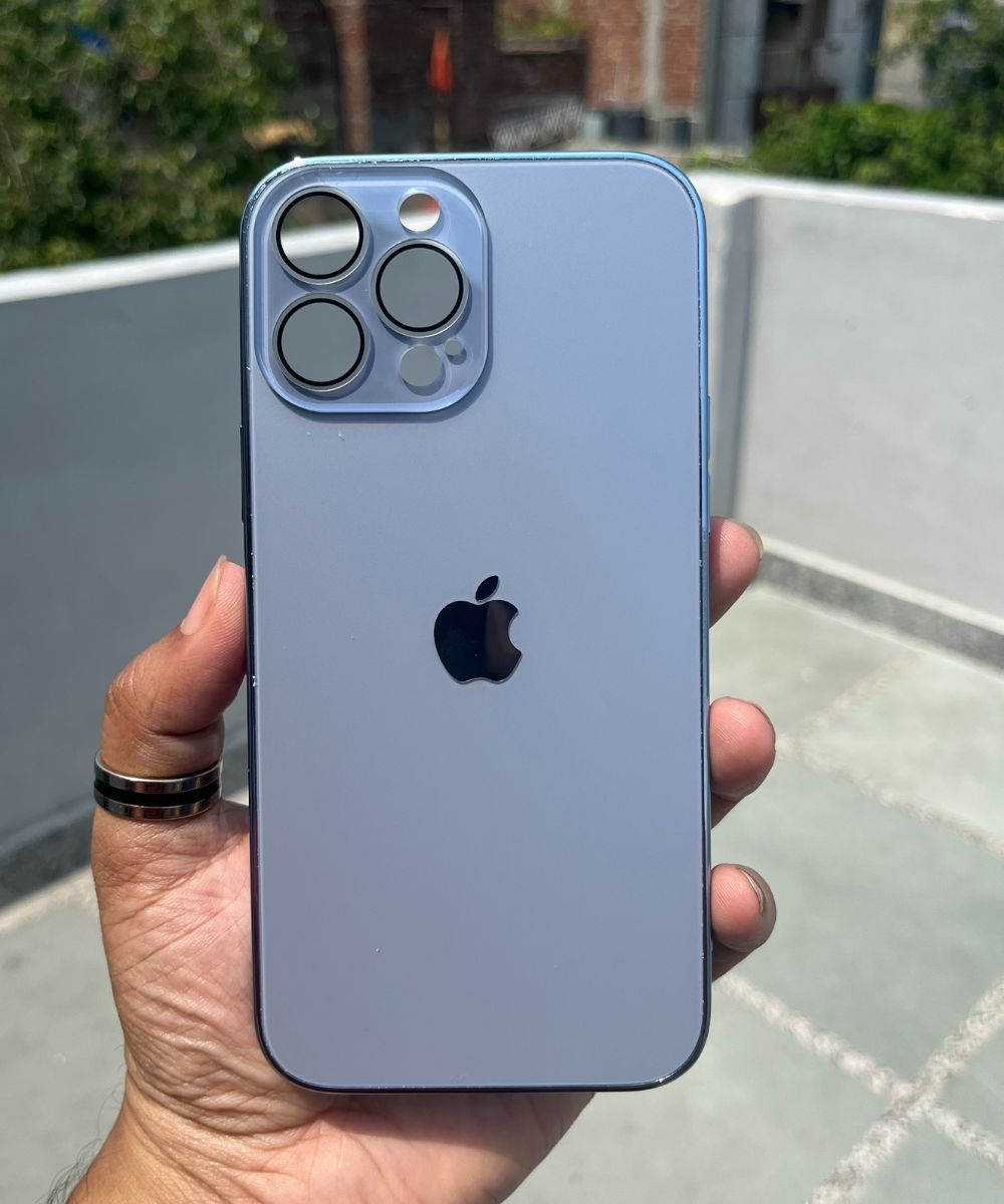 Sierra Blue Electroplated Chrome Glass Lense Case For Apple Iphone 13 Pro Max