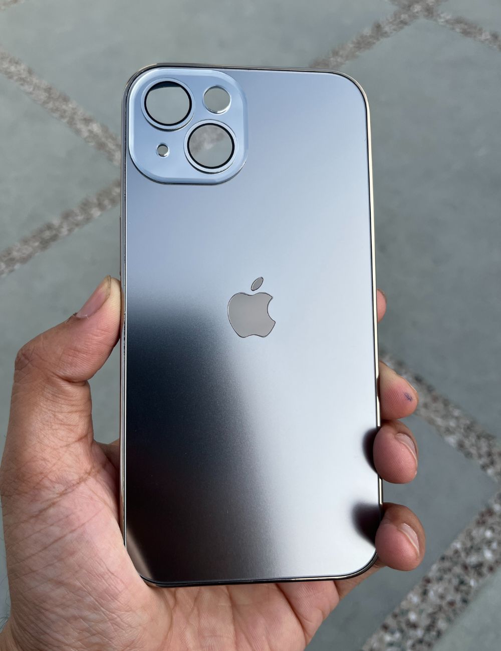 Silver Electroplated Chrome Glass Lense Case For Apple Iphone 14