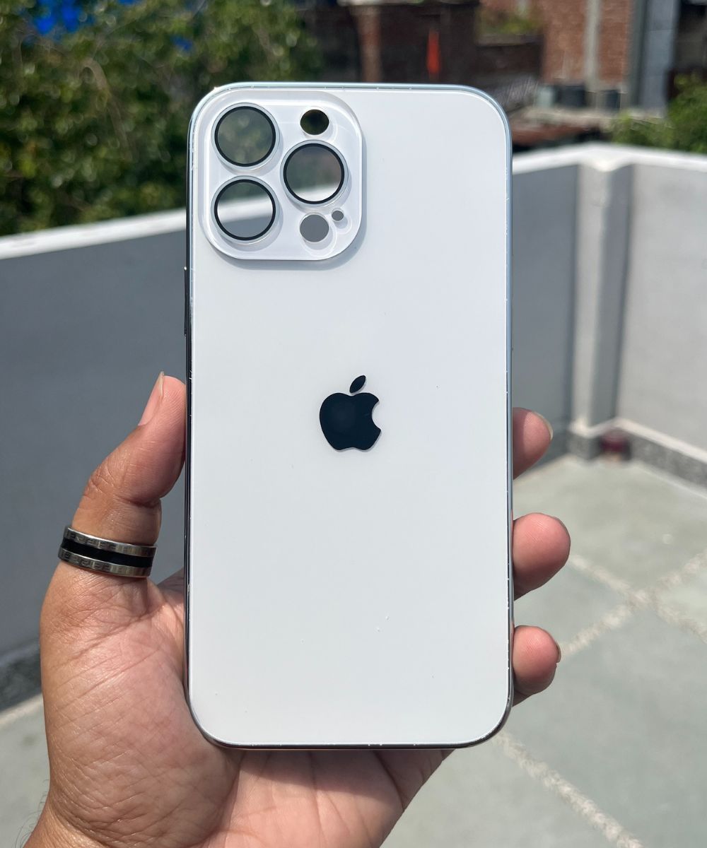 White Electroplated Chrome Glass Lense Case For Apple Iphone 14 Pro Max