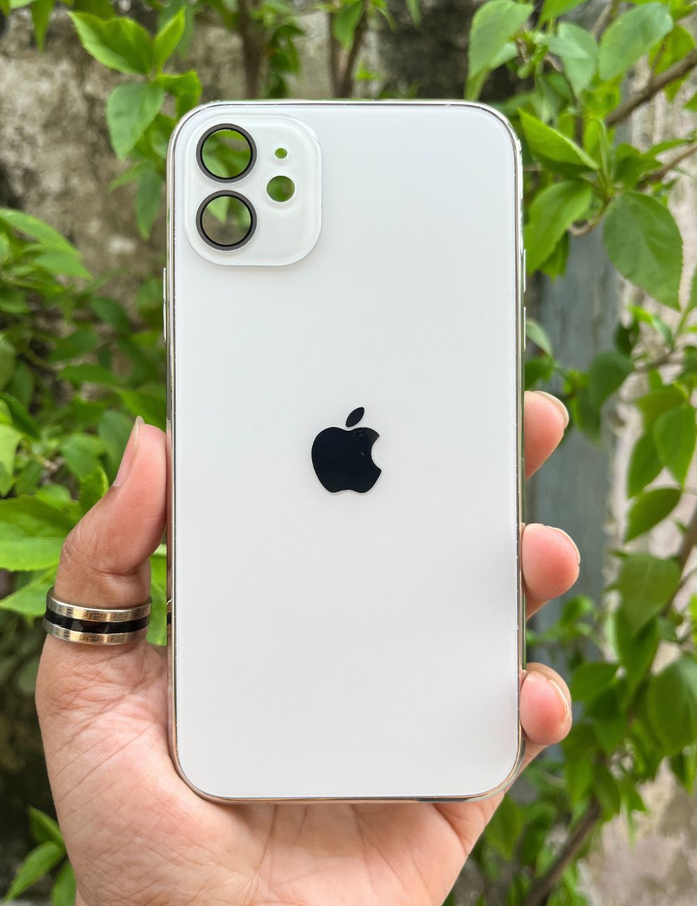 White Electroplated Chrome Glass Lense Case For Apple Iphone 12