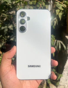 White Electroplated Chrome Glass Lense Case For Samsung Galaxy S23 Fe