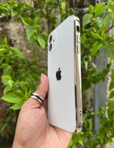 White Electroplated Chrome Glass Lense Case For Apple Iphone 12