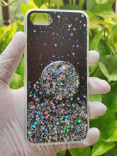 Load image into Gallery viewer, Black Shimmer case with Popsocket for Apple Iphone 7plus/8plus

