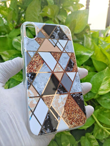 Golden Geometric Design Silicon Case for Apple Iphone XR