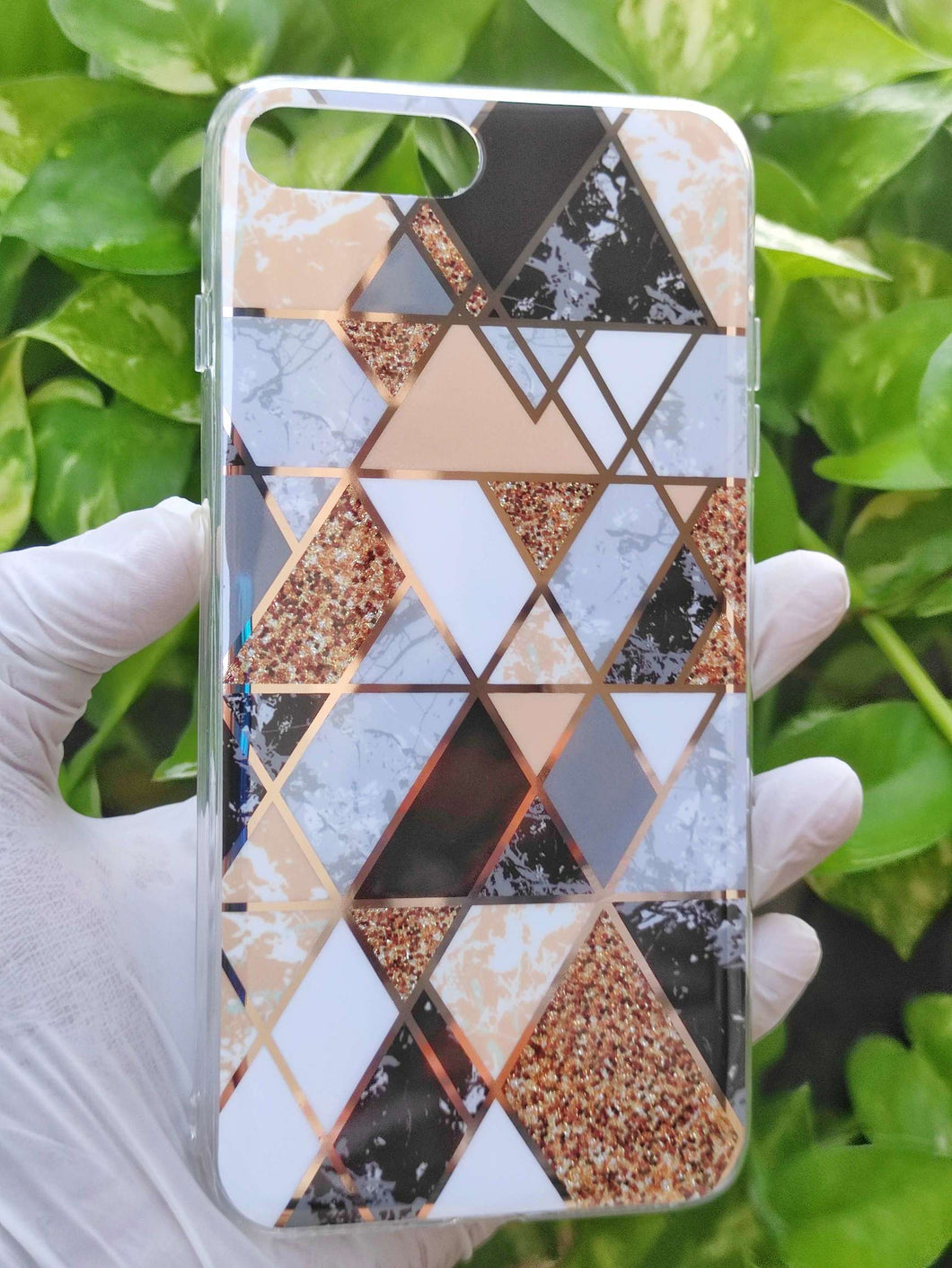 Golden Geometric Design Silicon Case for Apple Iphone 7Plus/8Plus