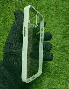 Sea Green metal lense transparent case for Apple Iphone 13