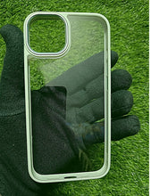 Load image into Gallery viewer, Sea Green metal lense transparent case for Apple Iphone 13
