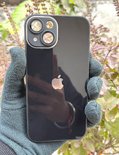 Load image into Gallery viewer, Black 9D glass camera lense premium case for Apple Iphone 13
