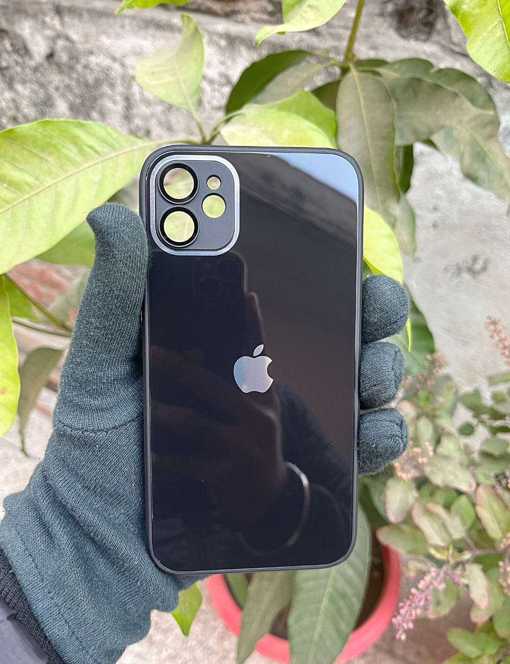 Black 9D glass camera lense premium case for Apple Iphone 12