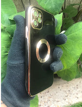 Load image into Gallery viewer, Black 6D chrome logo cut silicone case for Apple Iphone 12
