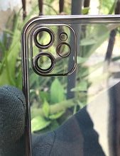 Load image into Gallery viewer, Black metallic chrome with lense transparent case for Apple Iphone 11
