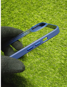 Blue metal lense transparent case for Apple Iphone 13 Pro Max