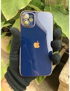 Blue 6D chrome with lense silicone case for Apple Iphone 12