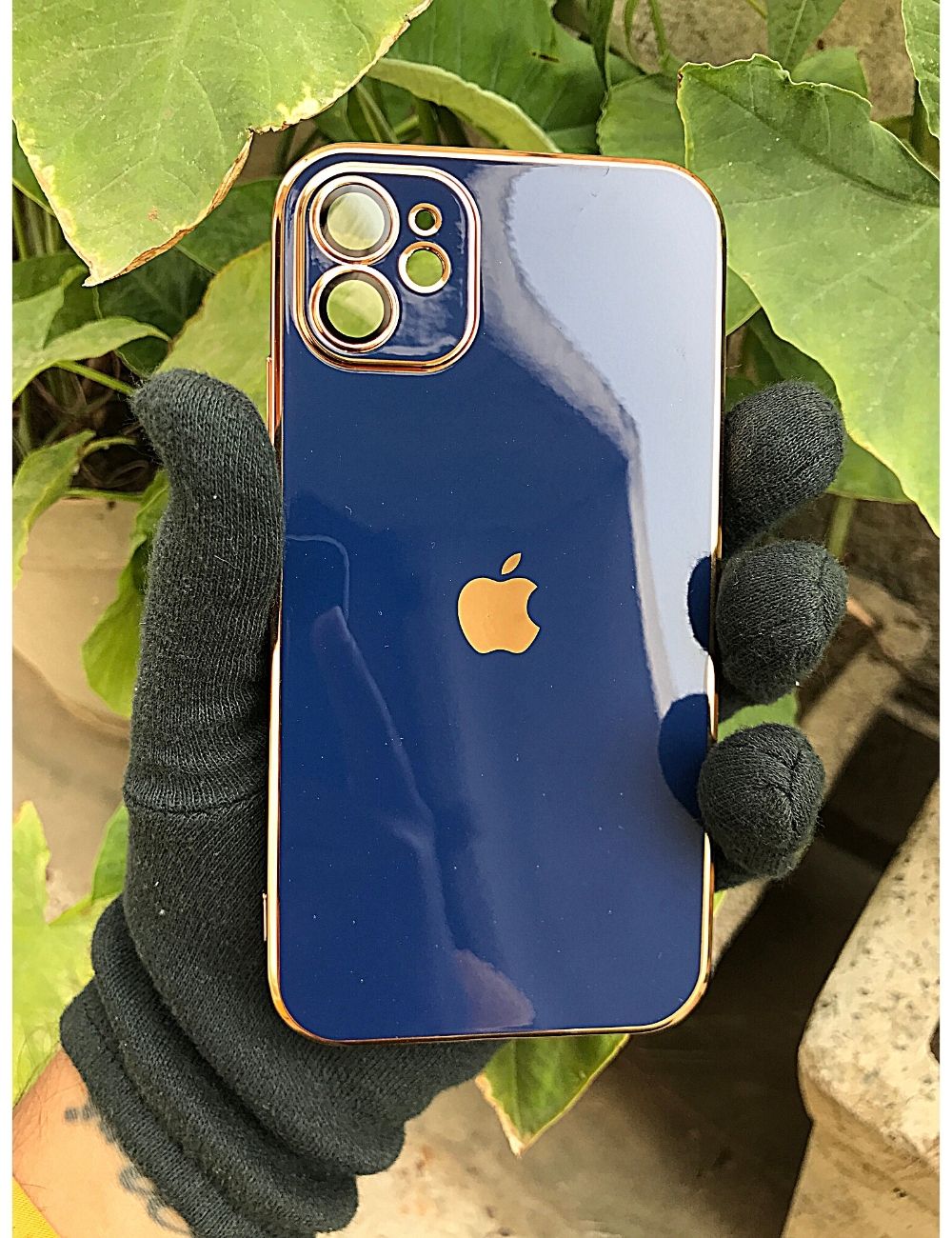 Blue 6D chrome with lense silicone case for Apple Iphone 12