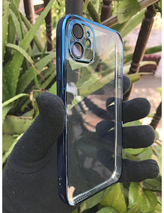 Blue metallic chrome with lense transparent case for Apple Iphone 11