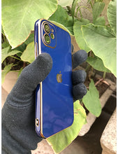Load image into Gallery viewer, Blue 6D chrome with lense silicone case for Apple Iphone 12
