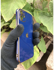Blue 6D chrome with lense silicone case for Apple Iphone 11