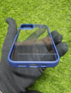 Blue metal lense transparent case for Apple Iphone 13 Pro Max