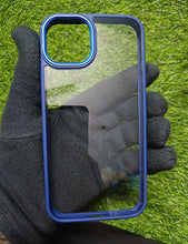 Load image into Gallery viewer, Blue metal lense transparent case for Apple Iphone 11
