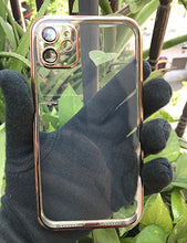 Load image into Gallery viewer, Golden metallic chrome with lense transparent case for Apple Iphone 11
