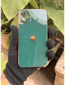 Green 6D chrome with lense silicone case for Apple Iphone 11