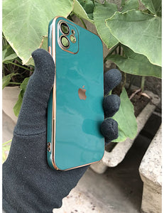 Green 6D chrome with lense silicone case for Apple Iphone 11