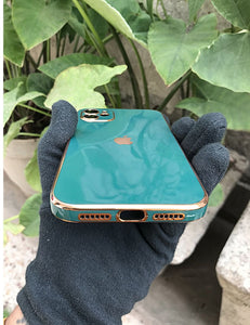 Green 6D chrome with lense silicone case for Apple Iphone 11