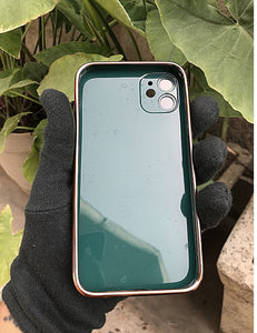 Green 6D chrome with lense silicone case for Apple Iphone 11