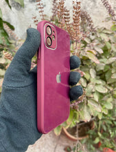 Load image into Gallery viewer, Maroon 9D glass camera lense premium case for Apple Iphone 12
