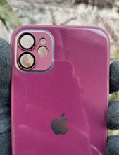 Load image into Gallery viewer, Maroon 9D glass camera lense premium case for Apple Iphone 11
