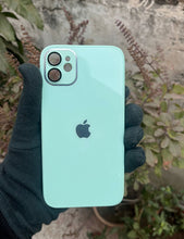 Load image into Gallery viewer, Mint Green 9D glass camera lense premium case for Apple Iphone 12
