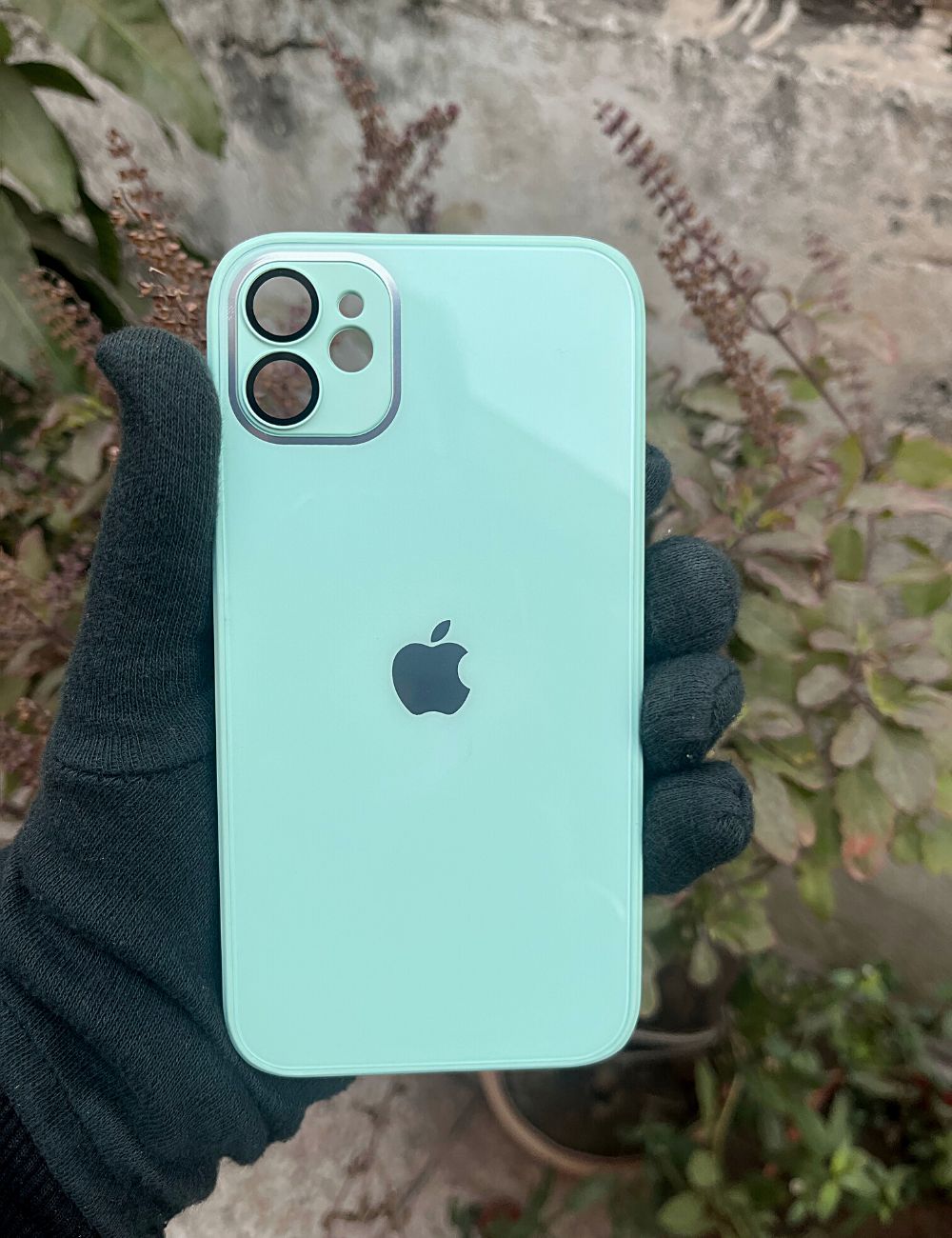 Mint Green 9D glass camera lense premium case for Apple Iphone 12