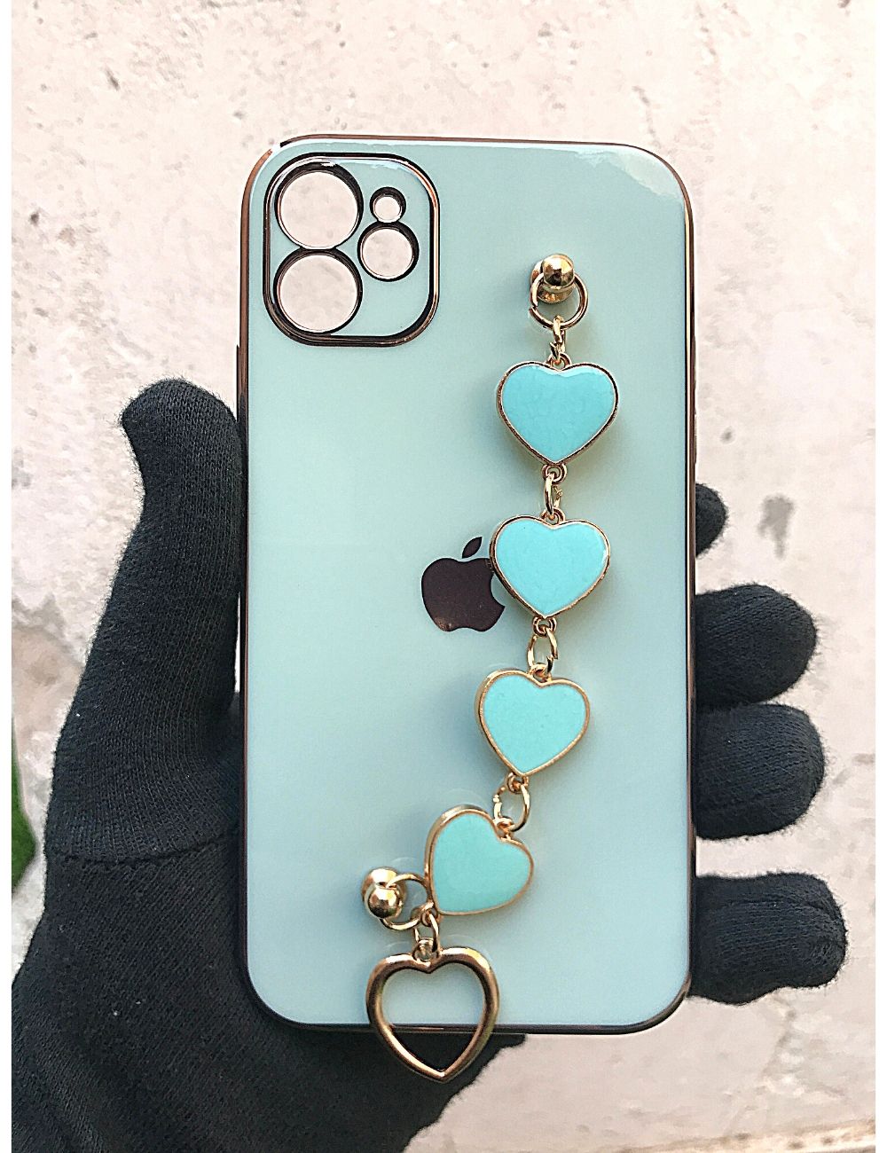 Mint Green chrome chain silicone premium case for Apple Iphone 11