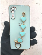 Load image into Gallery viewer, Mint Green chrome chain silicone premium case for OnePlus Nord
