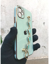 Load image into Gallery viewer, Mint Green chrome chain silicone premium case for Apple Iphone 11
