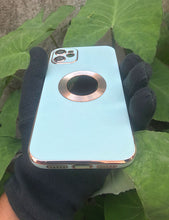 Load image into Gallery viewer, Mint Green 6D chrome logo cut silicone case for Apple Iphone 12
