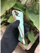 Load image into Gallery viewer, Mint Green 6D chrome with lense silicone case for Apple Iphone 11
