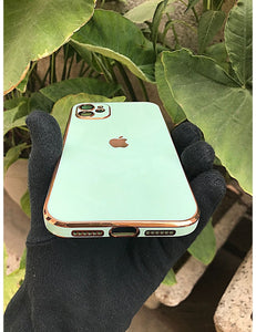 Mint Green 6D chrome with lense silicone case for Apple Iphone 11