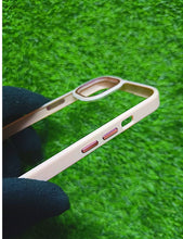 Load image into Gallery viewer, Peach metal lense transparent case for Apple Iphone 13
