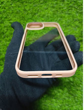 Load image into Gallery viewer, Peach metal lense transparent case for Apple Iphone 13
