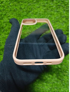 Peach metal lense transparent case for Apple Iphone 13 Pro Max