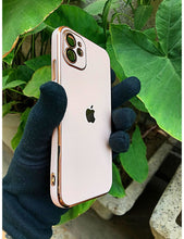 Load image into Gallery viewer, Peach 6D chrome with lense silicone case for Apple Iphone 12
