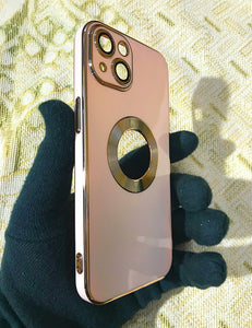 Peach 6D chrome logo cut silicone case for Apple Iphone 13