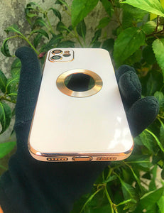 Peach 6D chrome logo cut silicone case for Apple Iphone 12