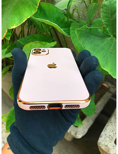 Peach 6D chrome with lense silicone case for Apple Iphone 11