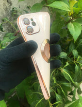 Load image into Gallery viewer, Peach 6D chrome logo cut silicone case for Apple Iphone 12

