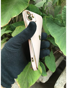Peach 6D chrome with lense silicone case for Apple Iphone 12